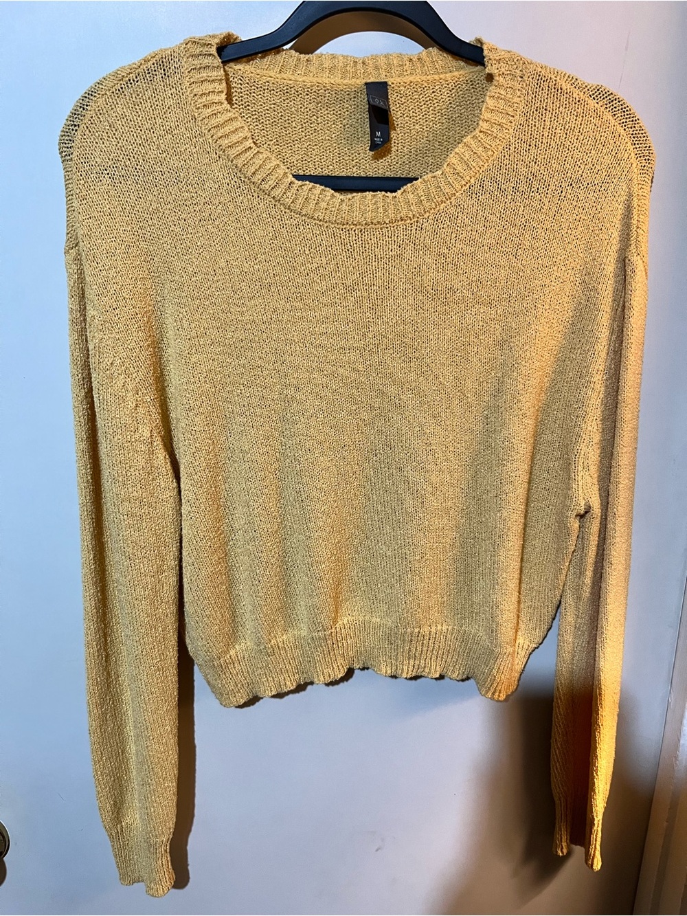 Alya Mustard Cropped Crewneck Sweater Size Medium